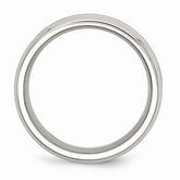 Stainless Steel Wedding Band with Polished Wood Inlay Comfort Fit